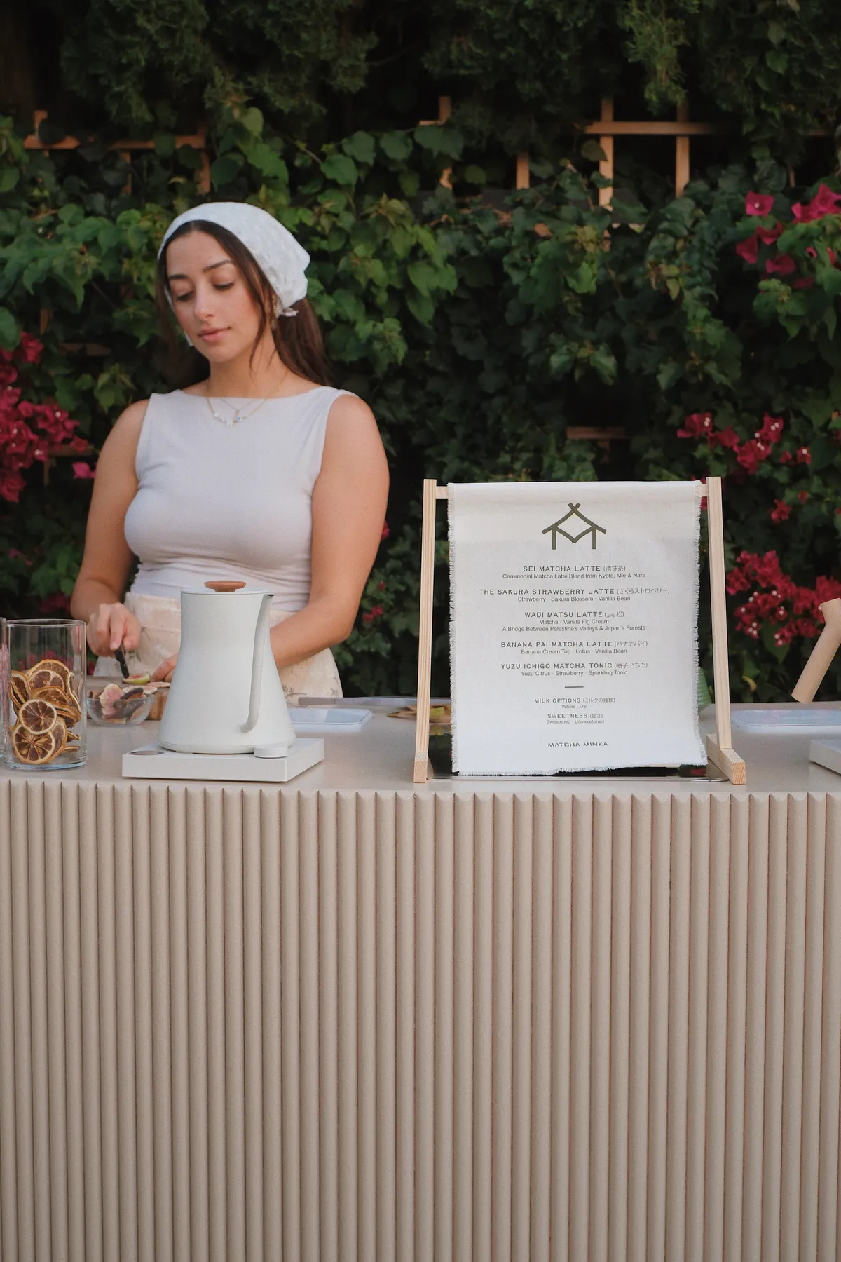 Founder of Matcha Minka at the cart