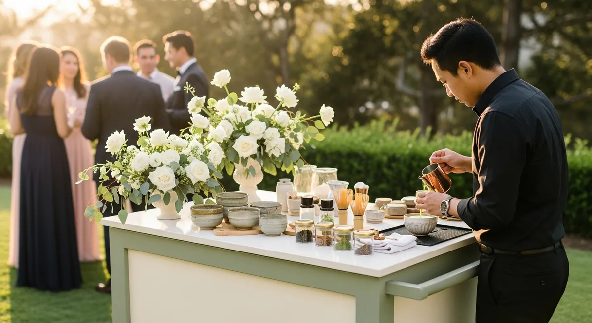 Premium matcha cart setup at an outdoor event