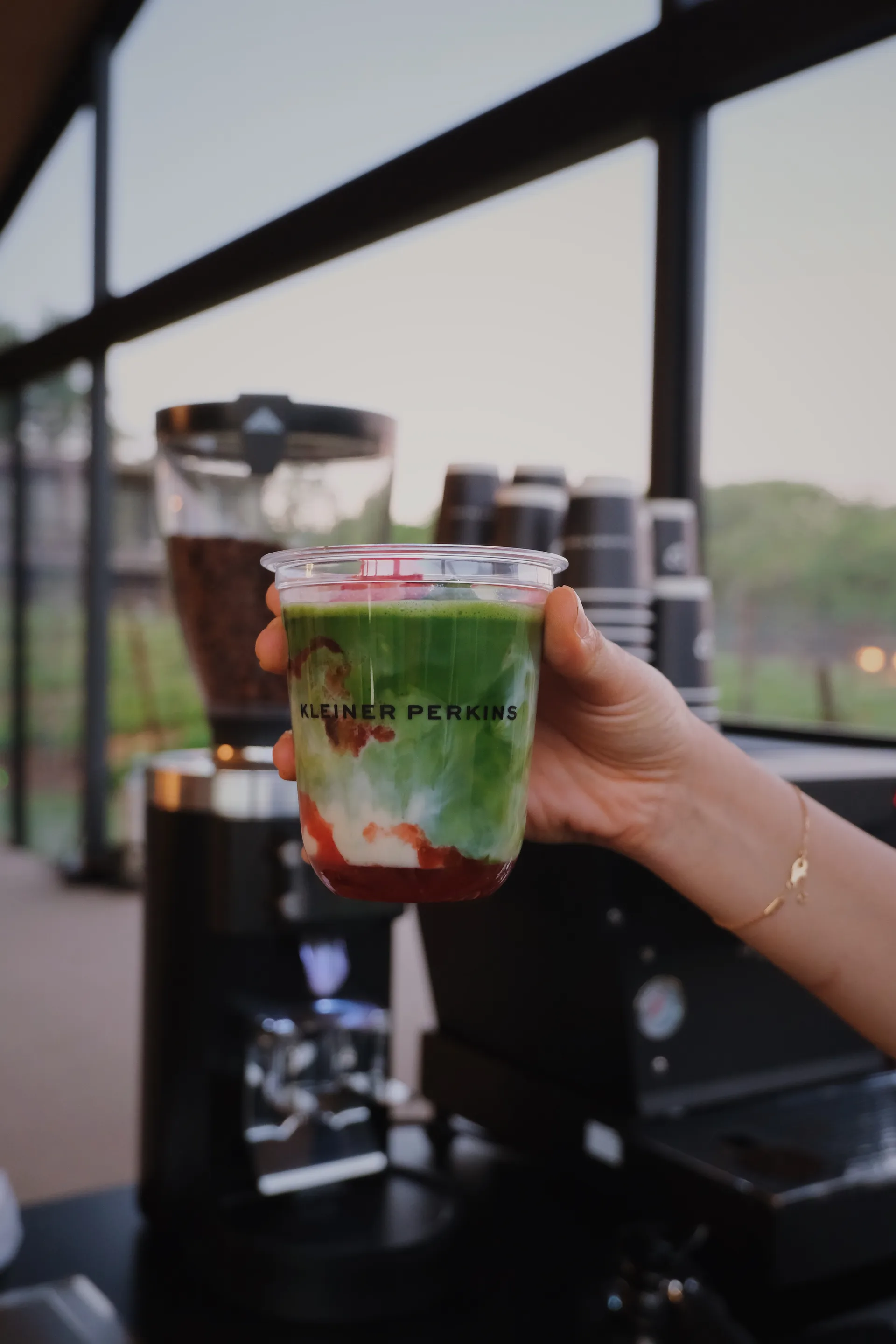 Kleiner Perkins branded matcha cup